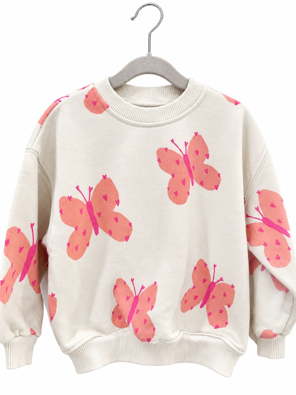 Zara Pink Butterfly Crewneck Sweatshirt on Cream